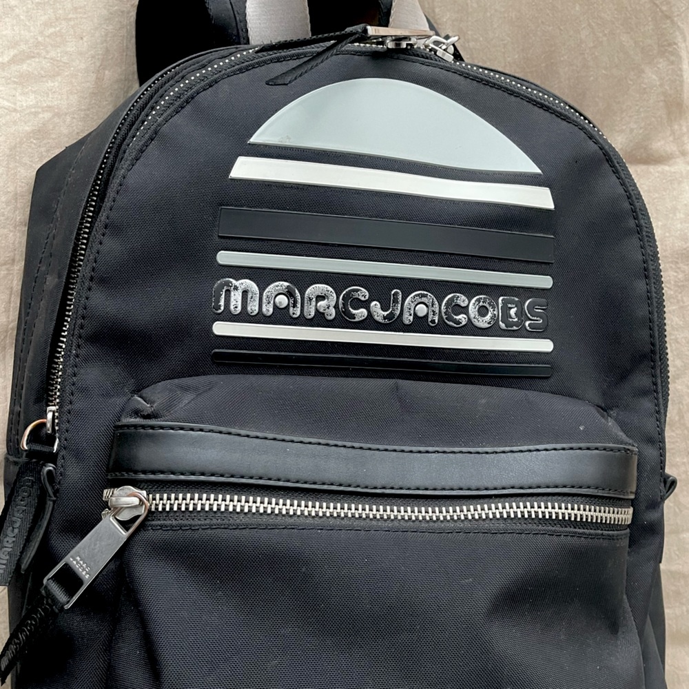 MARC JACOBS Black Trek Pack Large Logo Backpack